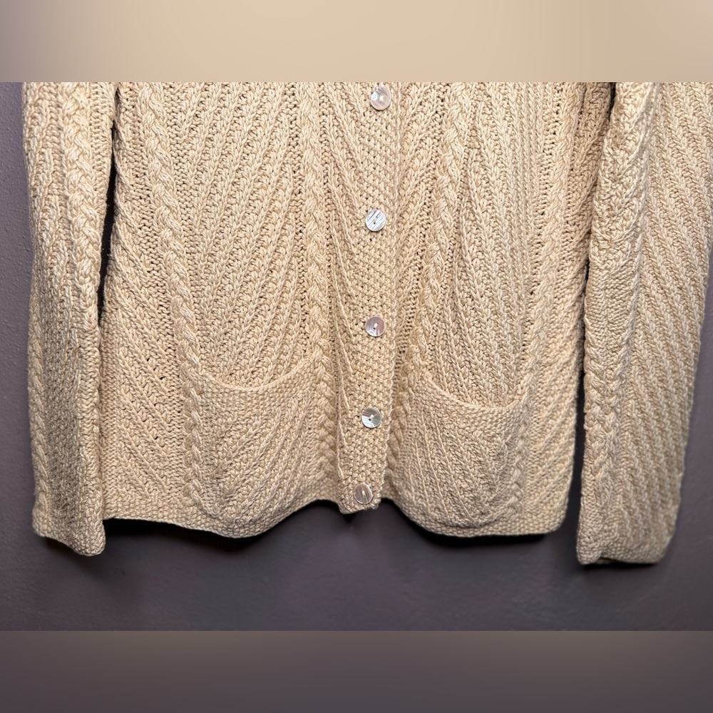 Rare Vtg Ralph Lauren Exclusive Hand Knit Soft Yellow Sweater Cardigan Size Lrg - Picture 6 of 11